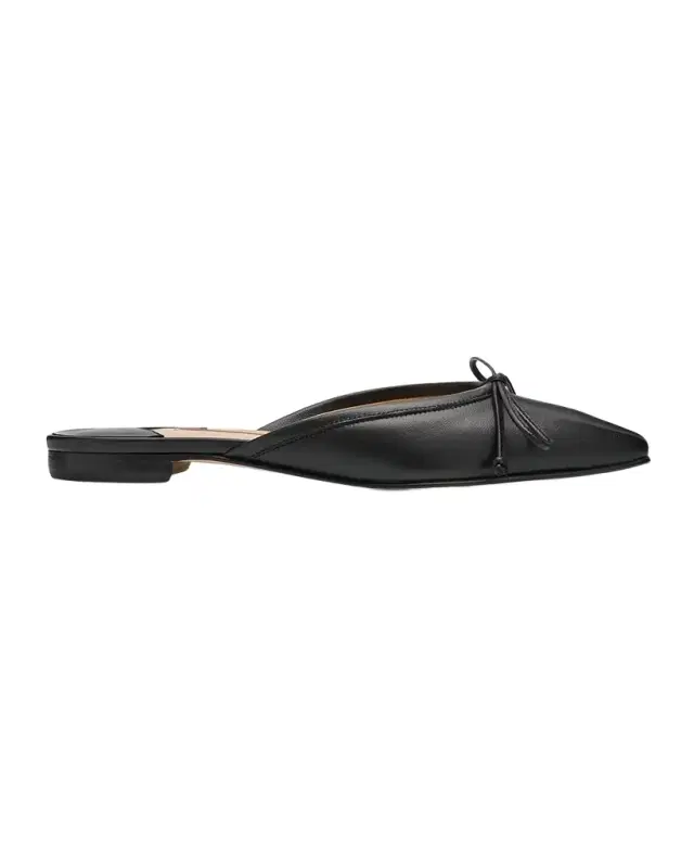 Manolo Blahnik Lambskin Bow Ballerina Mules