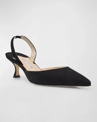 Manolo Blahnik Carolyne Kitten-Heel Halter Pumps | Thumbnail 3 Manolo Blahnik Carolyne Kitten-Heel Halter Pumps | Thumbnail 3