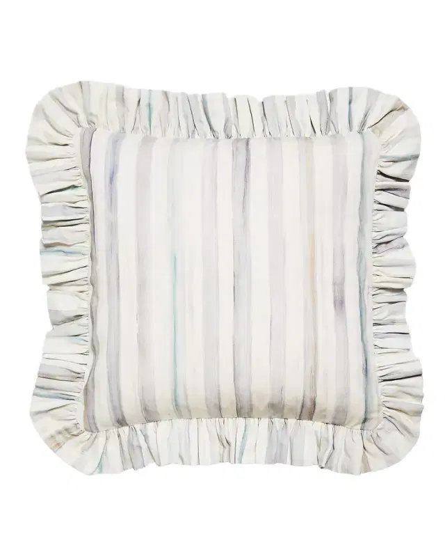 MacKenzie-Childs Sterling Stripe Ruffle Throw Pillow