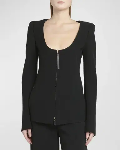 Giorgio Armani Double-Jersey Virgin Wool Zip Jacket | Thumbnail 4 Giorgio Armani Double-Jersey Virgin Wool Zip Jacket | Thumbnail 4