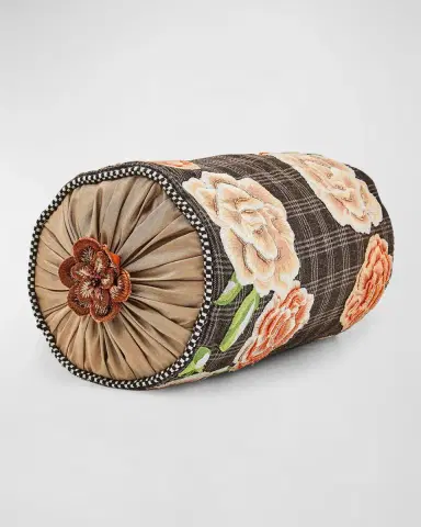 MacKenzie-Childs Field Study Floral Beaded Bolster Pillow, 8" x 16" | Thumbnail 2