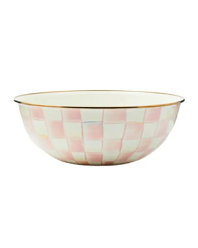 MacKenzie-Childs Rosy Check Enamel Everyday Bowl, Extra Large