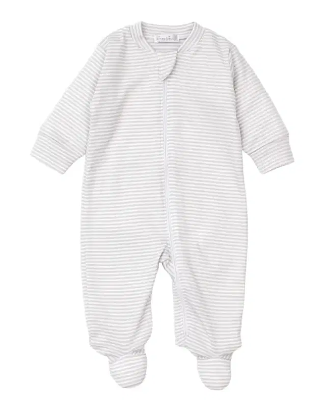 Kid 's Simple Stripes Zip Up Footie, Size Newborn-9M