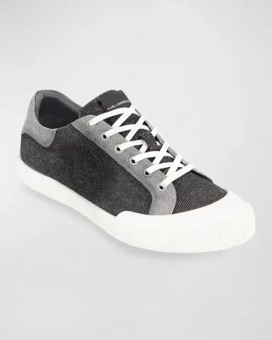 Karl Lagerfeld Paris Men's Denim Side Logo Low-Top Sneakers | Thumbnail 2 Karl Lagerfeld Paris Men's Denim Side Logo Low-Top Sneakers | Thumbnail 2
