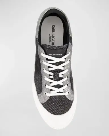 Karl Lagerfeld Paris Men's Denim Side Logo Low-Top Sneakers | Thumbnail 4 Karl Lagerfeld Paris Men's Denim Side Logo Low-Top Sneakers | Thumbnail 4