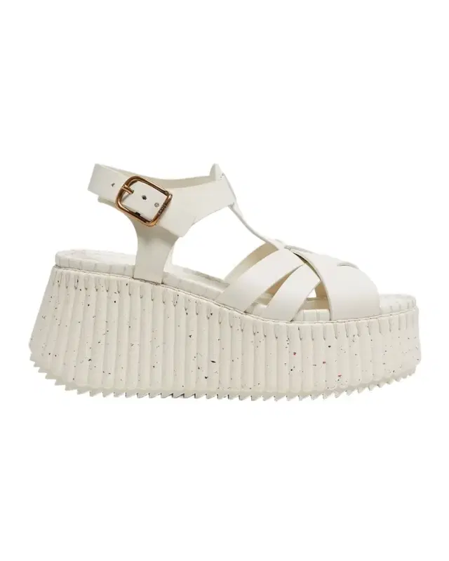 Chloe Nama Leather T-Strap Platform Sandals