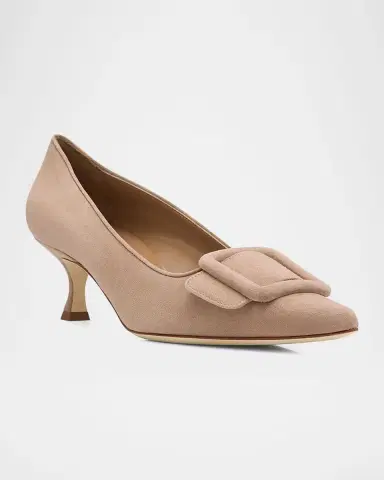 Manolo Blahnik Maysale Suede Buckle Pumps | Thumbnail 3
