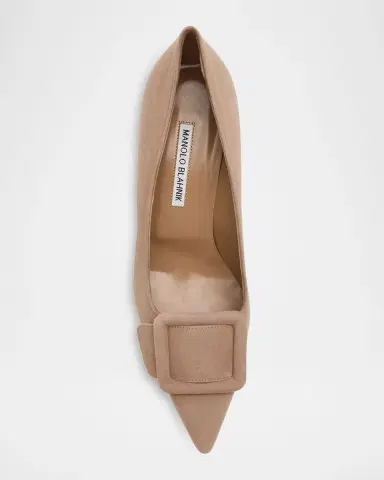 Manolo Blahnik Maysale Suede Buckle Pumps | Thumbnail 6