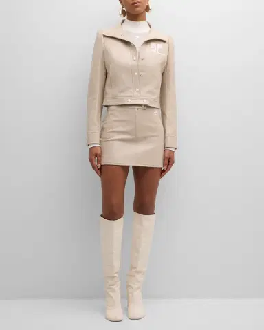 Courrèges Textured Vinyl Crop Jacket | Thumbnail 2 Courrèges Textured Vinyl Crop Jacket | Thumbnail 2