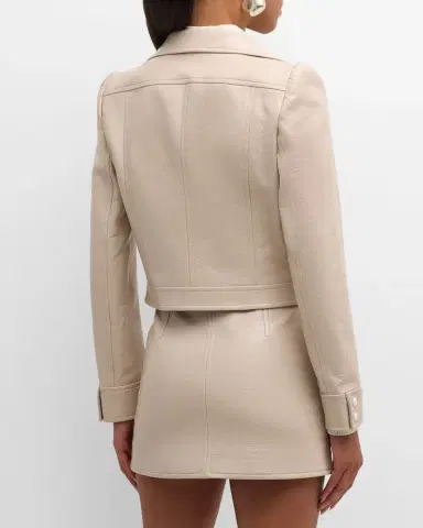 Courrèges Textured Vinyl Crop Jacket | Thumbnail 3 Courrèges Textured Vinyl Crop Jacket | Thumbnail 3