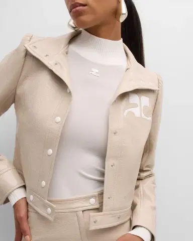 Courrèges Textured Vinyl Crop Jacket | Thumbnail 7 Courrèges Textured Vinyl Crop Jacket | Thumbnail 7