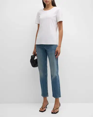 Lafayette 148 New York Ribbed Crewneck Cotton T-Shirt | Thumbnail 2
