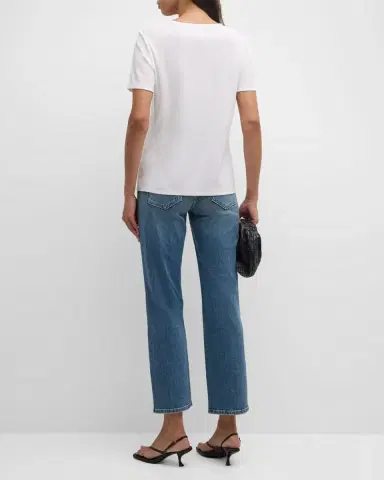 Lafayette 148 New York Ribbed Crewneck Cotton T-Shirt | Thumbnail 3