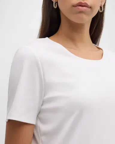 Lafayette 148 New York Ribbed Crewneck Cotton T-Shirt | Thumbnail 5