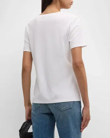 Lafayette 148 New York Ribbed Crewneck Cotton T-Shirt | Thumbnail 6