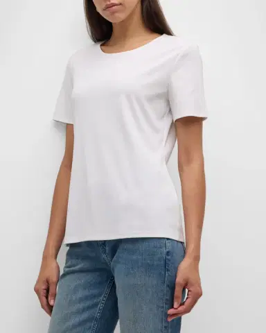 Lafayette 148 New York Ribbed Crewneck Cotton T-Shirt | Thumbnail 7