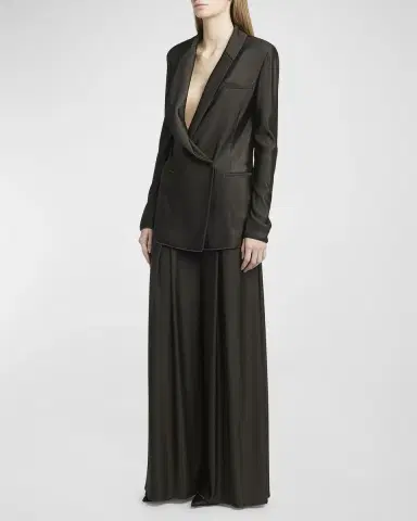 Giorgio Armani Double Jersey Flowy Pleated Trousers | Thumbnail 2