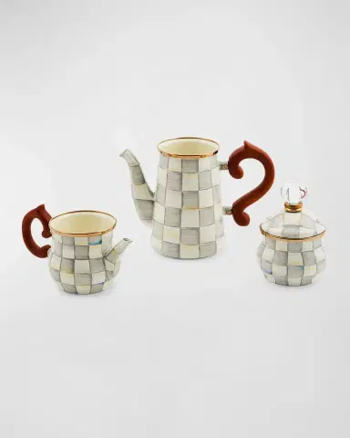 MacKenzie-Childs Sterling Check Stackable Coffee Set | Thumbnail 2 MacKenzie-Childs Sterling Check Stackable Coffee Set | Thumbnail 2