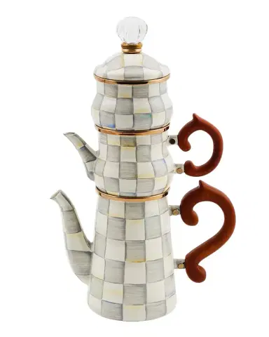 MacKenzie-Childs Sterling Check Stackable Coffee Set | Thumbnail 1 MacKenzie-Childs Sterling Check Stackable Coffee Set | Thumbnail 1