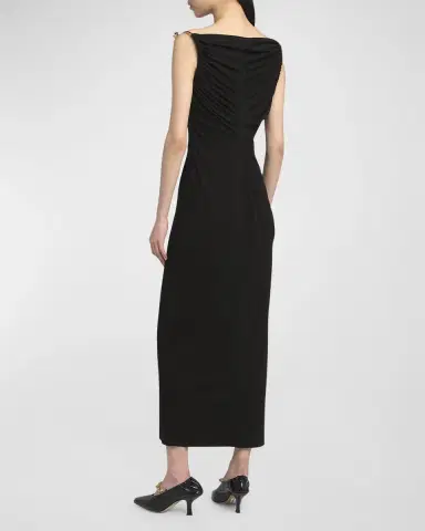 Bottega Veneta Matte Crepe Jersey Midi Dress with Embellished Hardware Straps | Thumbnail 4 Bottega Veneta Matte Crepe Jersey Midi Dress with Embellished Hardware Straps | Thumbnail 4