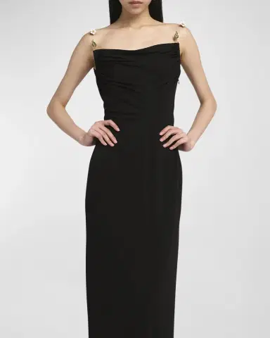 Bottega Veneta Matte Crepe Jersey Midi Dress with Embellished Hardware Straps | Thumbnail 7 Bottega Veneta Matte Crepe Jersey Midi Dress with Embellished Hardware Straps | Thumbnail 7