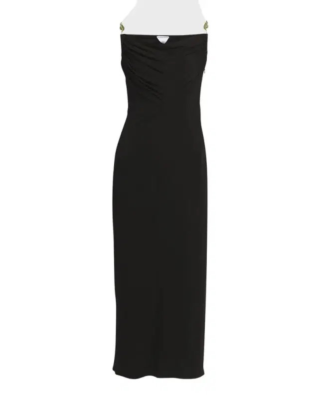 Bottega Veneta Matte Crepe Jersey Midi Dress with Embellished Hardware Straps