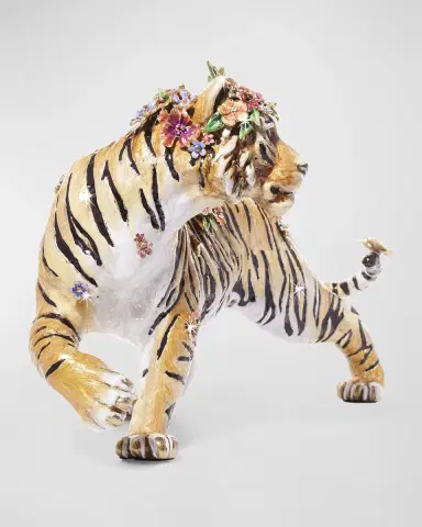 Jay Strongwater Tiger with Flower Crown Figure | Thumbnail 2