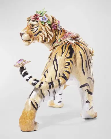 Jay Strongwater Tiger with Flower Crown Figure | Thumbnail 3