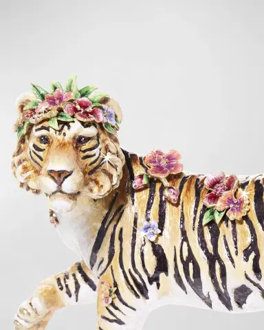 Jay Strongwater Tiger with Flower Crown Figure | Thumbnail 4