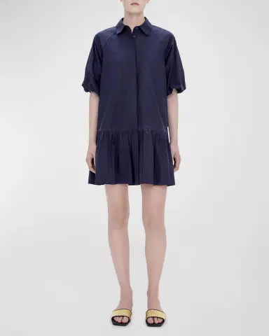 Simkhai Crissy Puff-Sleeve Cotton Poplin Mini Shirtdress | Thumbnail 2 Simkhai Crissy Puff-Sleeve Cotton Poplin Mini Shirtdress | Thumbnail 2