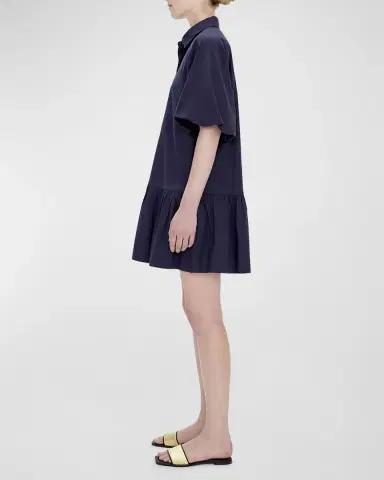 Simkhai Crissy Puff-Sleeve Cotton Poplin Mini Shirtdress | Thumbnail 3 Simkhai Crissy Puff-Sleeve Cotton Poplin Mini Shirtdress | Thumbnail 3