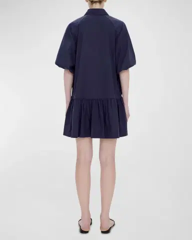 Simkhai Crissy Puff-Sleeve Cotton Poplin Mini Shirtdress | Thumbnail 4 Simkhai Crissy Puff-Sleeve Cotton Poplin Mini Shirtdress | Thumbnail 4