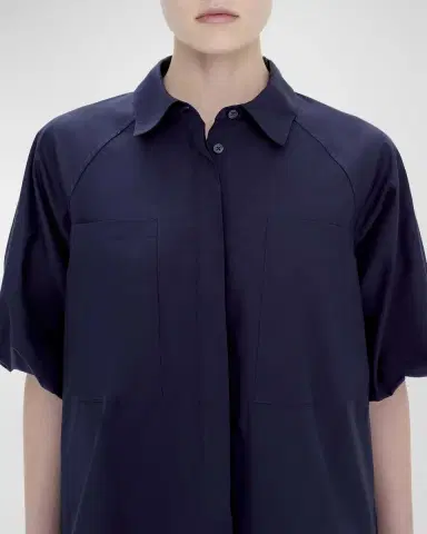 Simkhai Crissy Puff-Sleeve Cotton Poplin Mini Shirtdress | Thumbnail 5 Simkhai Crissy Puff-Sleeve Cotton Poplin Mini Shirtdress | Thumbnail 5