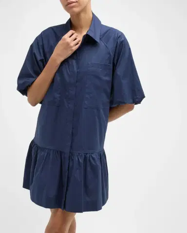 Simkhai Crissy Puff-Sleeve Cotton Poplin Mini Shirtdress | Thumbnail 7 Simkhai Crissy Puff-Sleeve Cotton Poplin Mini Shirtdress | Thumbnail 7