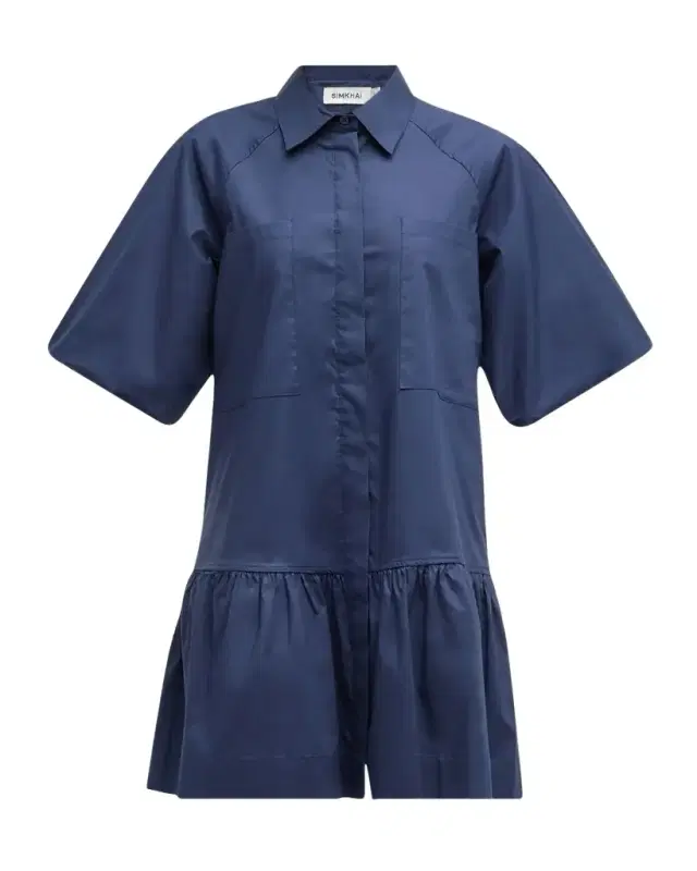 Crissy Puff-Sleeve Cotton Poplin Mini Shirtdress Crissy Puff-Sleeve Cotton Poplin Mini Shirtdress