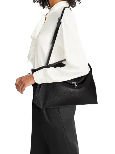 Toteme Women's T-Lock Leather Top-Handle Bag - Black | Thumbnail 2