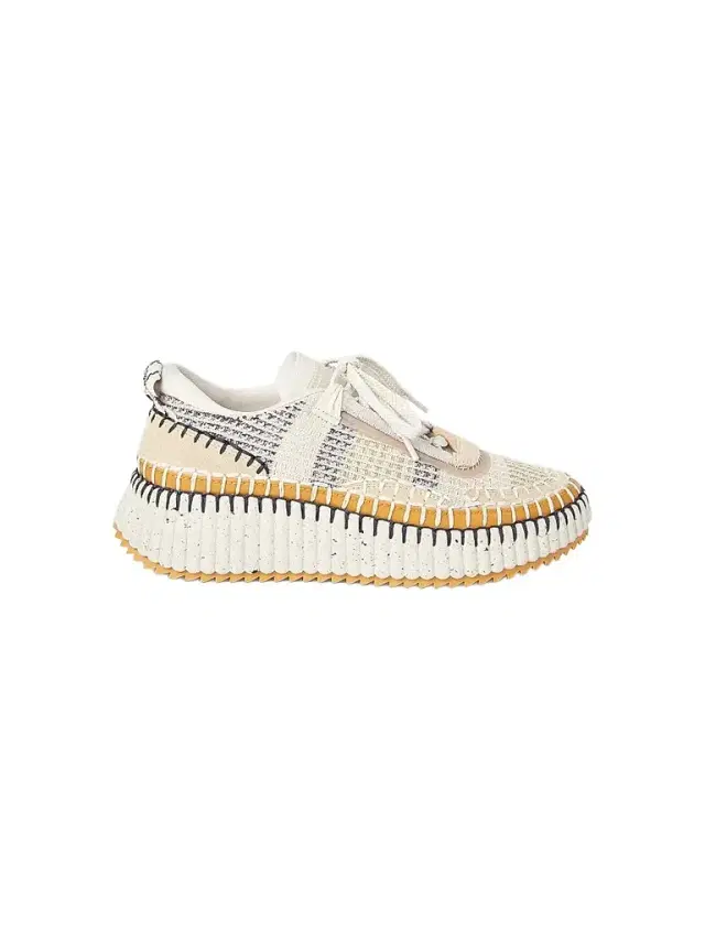 Chloé Women's Nama Mixed Media Platform Sneakers - Biscotti Beige