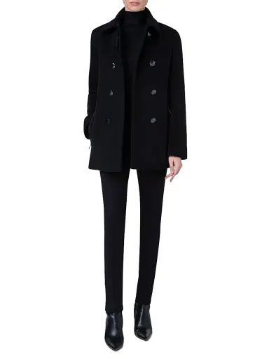 Akris punto Women's Double-Breasted Wool-Blend Pea Coat - Black - Size 14 | Thumbnail 2 Akris punto Women's Double-Breasted Wool-Blend Pea Coat - Black - Size 14 | Thumbnail 2