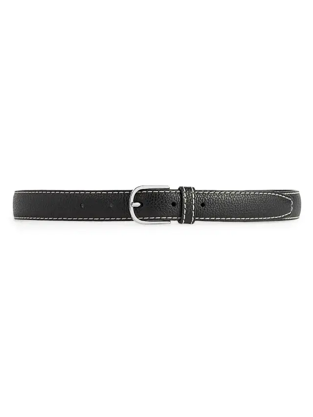 Women's Slim Trouser Leather Belt - Black
