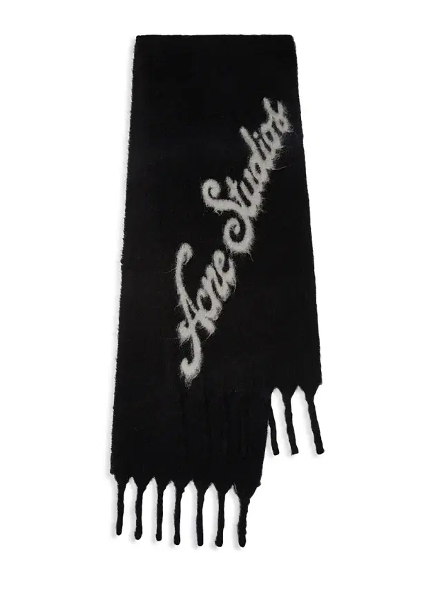 Acne Studios Men's Volly Jumbo Logo Scarf - Black Grey