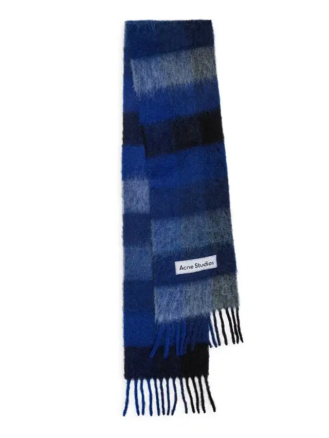 Men's Main Vally Checkered Fringe Scarf - Dark Navy Black