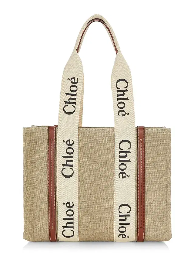 Chloé Women's Woody  Logo Tote - White Brown