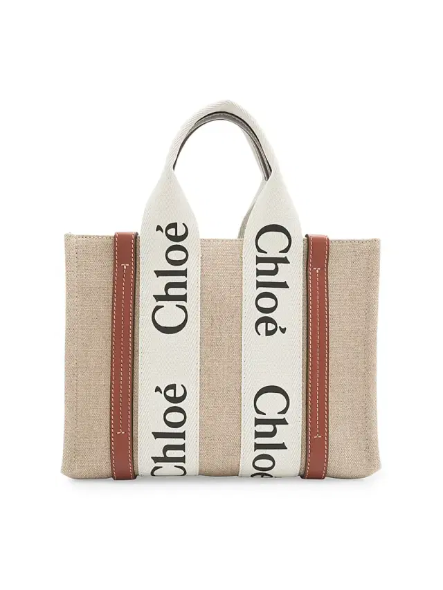 Chloé Women's Woody  Logo Tote - White Brown