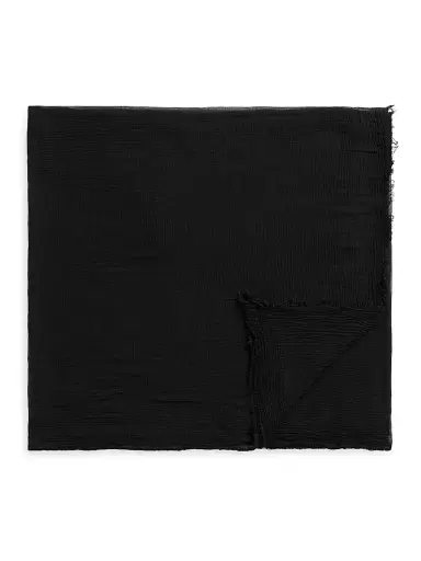 Toteme Women's Crinkled Cotton Wrap Scarf - Black | Thumbnail 1