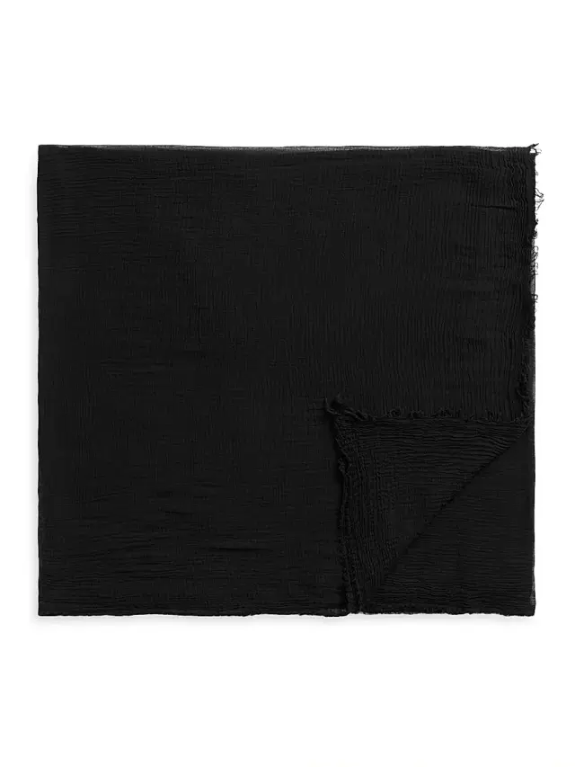 Toteme Women's Crinkled Cotton Wrap Scarf - Black
