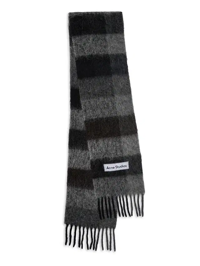 Men's Main Vally Checkered Fringe Scarf - Dark Black Grey