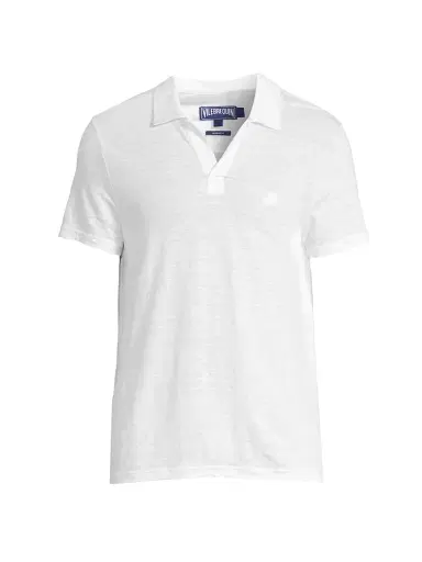 Vilebrequin Men's Pyramid Linen Polo Shirt - White | Thumbnail 1