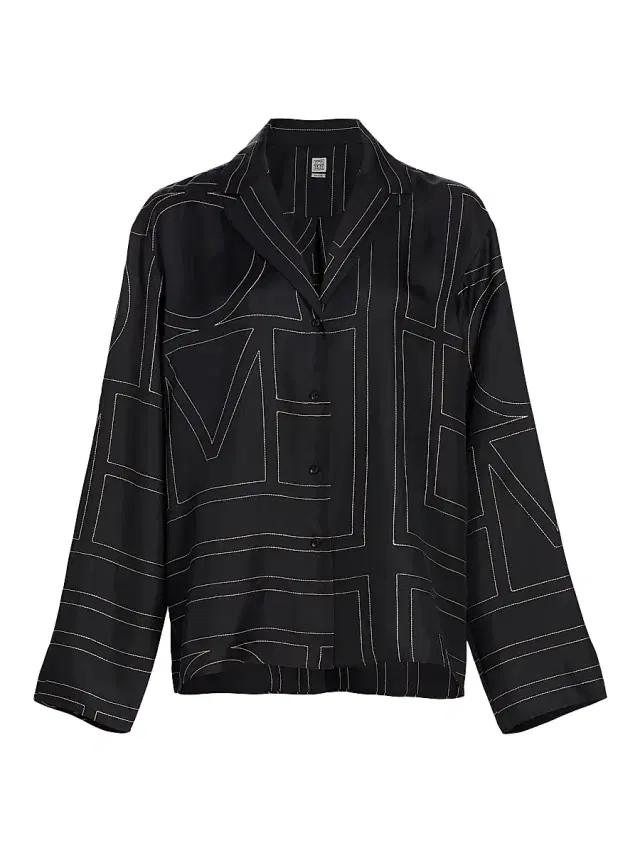Toteme Women's Logo Stitch Silk Top - Black Monogram
