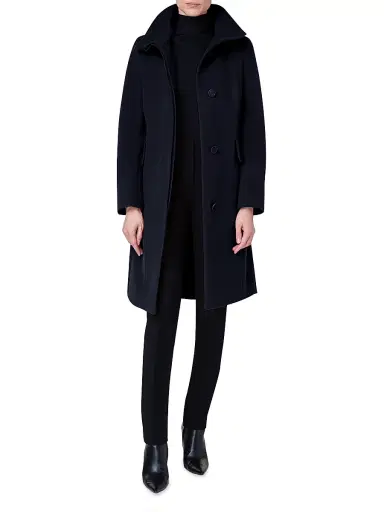 Akris punto Women's Long Wool-Blend Coat - Navy - Size 14 | Thumbnail 2 Akris punto Women's Long Wool-Blend Coat - Navy - Size 14 | Thumbnail 2
