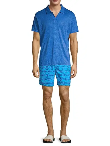 Vilebrequin Men's Pyramid Linen Polo Shirt - Navy | Thumbnail 2